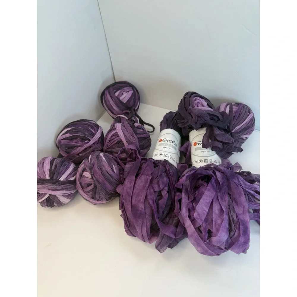Gedifra Clou Ribbon Yarn Purple Ombre 100% Nylon Italy 300g+ Total