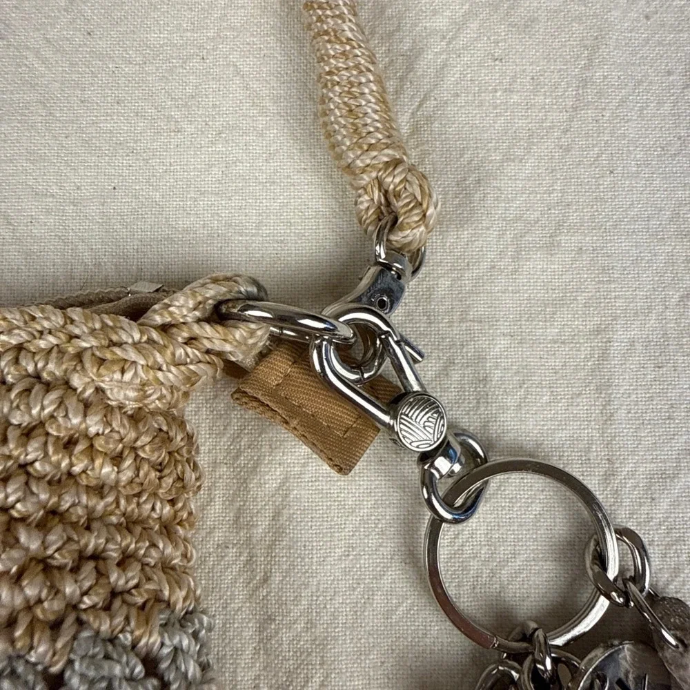 The Sak Crochet Crossbody Bag Womens Medium Beige Indie Ombre Boho Tassel Purse