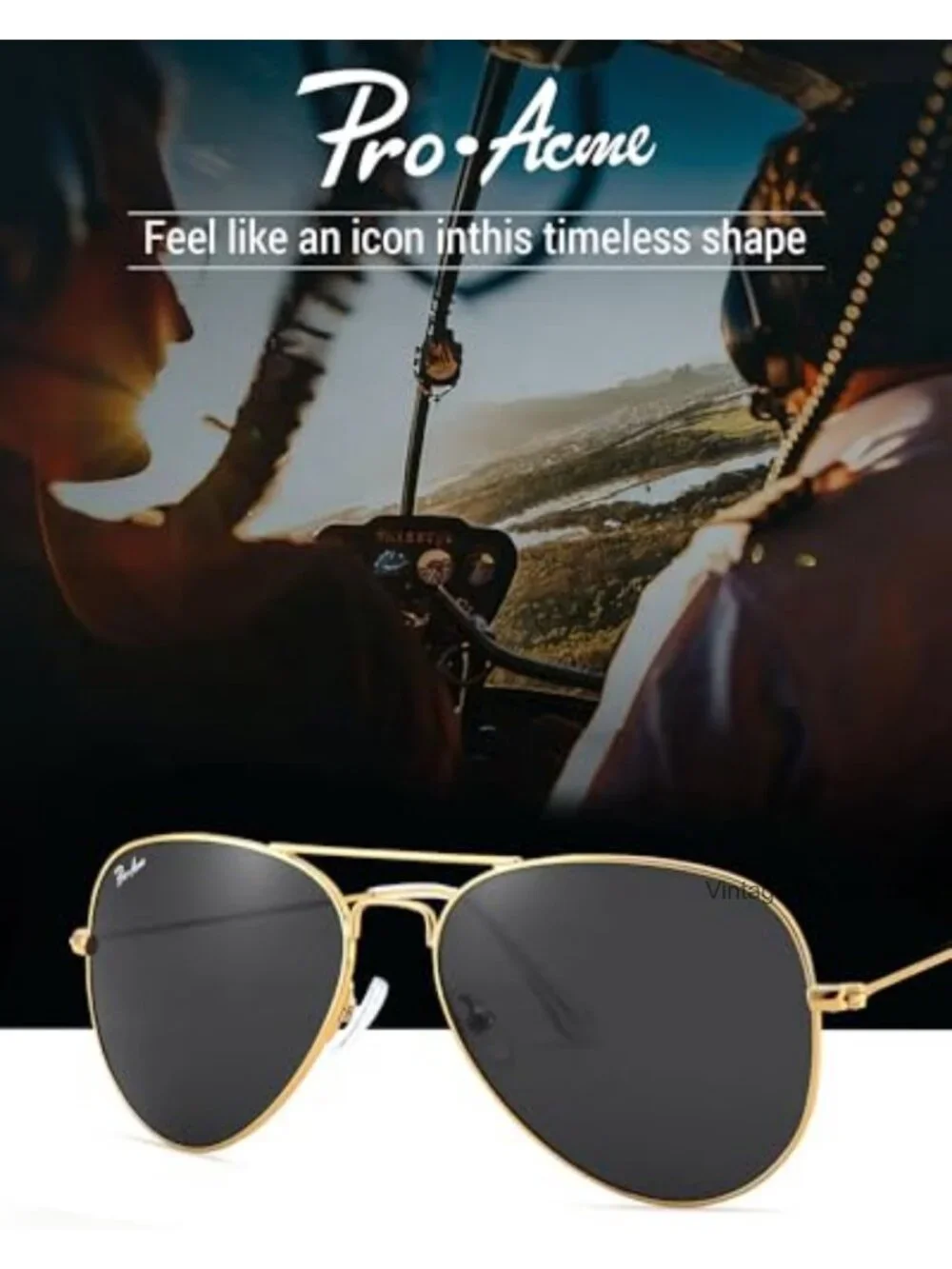 Classic Aviator Sunglasses for Men Women UV400 Glass Lens Metal Frame