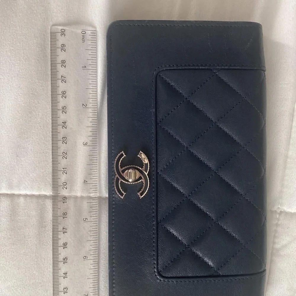 CHANEL blue quilted