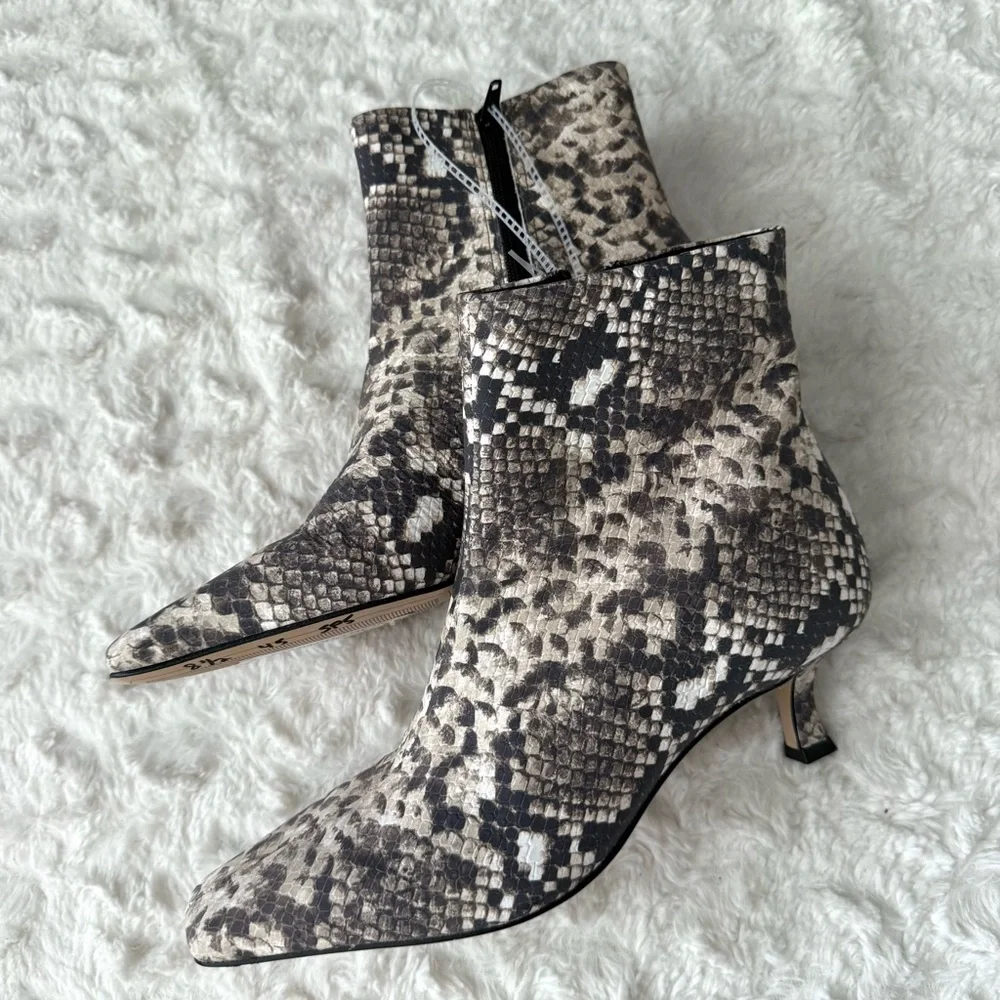 NEW Gianni Bini Snake Print Kitten Heel Leather Booties