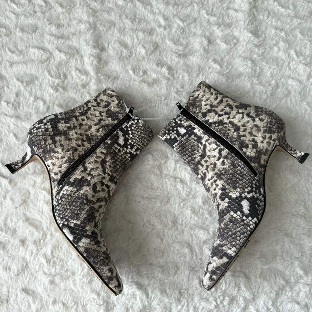 NEW Gianni Bini Snake Print Kitten Heel Leather Booties