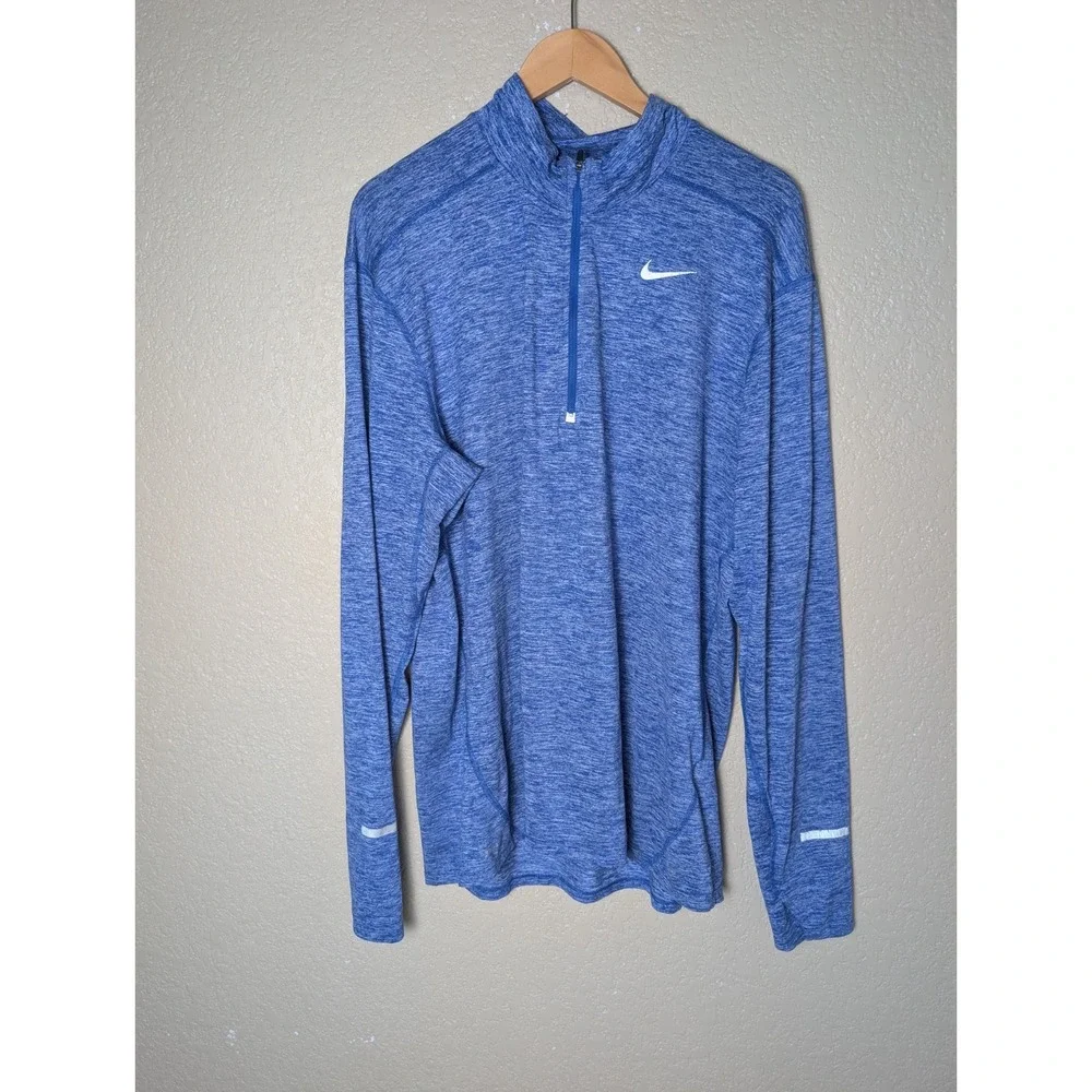 Nike Womens Element 1/2 Zip Running Dri  Fit Top Blue Size XL Heathered Blue