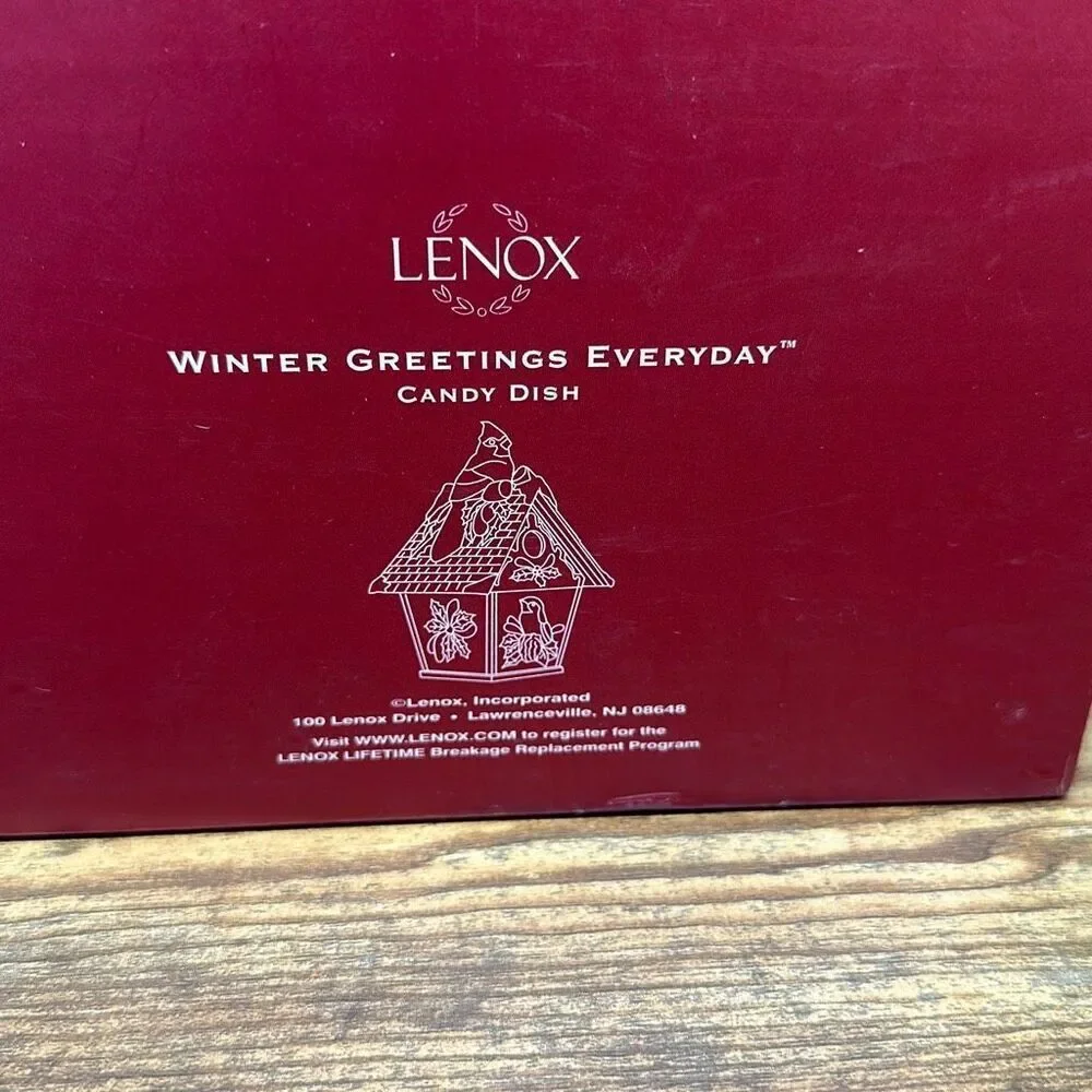 2003 Lenox Winter Greetings Every Day Candy Dish With Lid Cardinal Candy‎ Dish