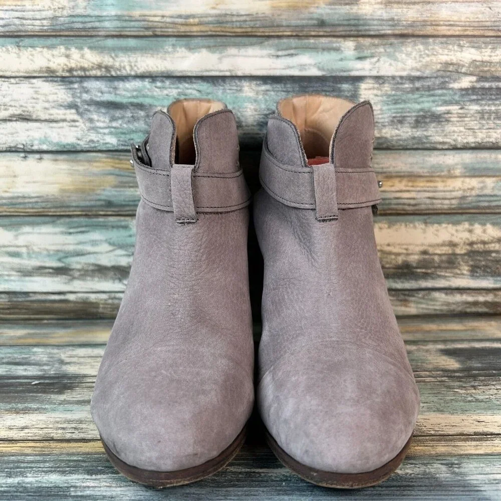 RAG & BONE Harrow Ankle Bootie Womens 7/37 Gray Leather Block Heel Slip On