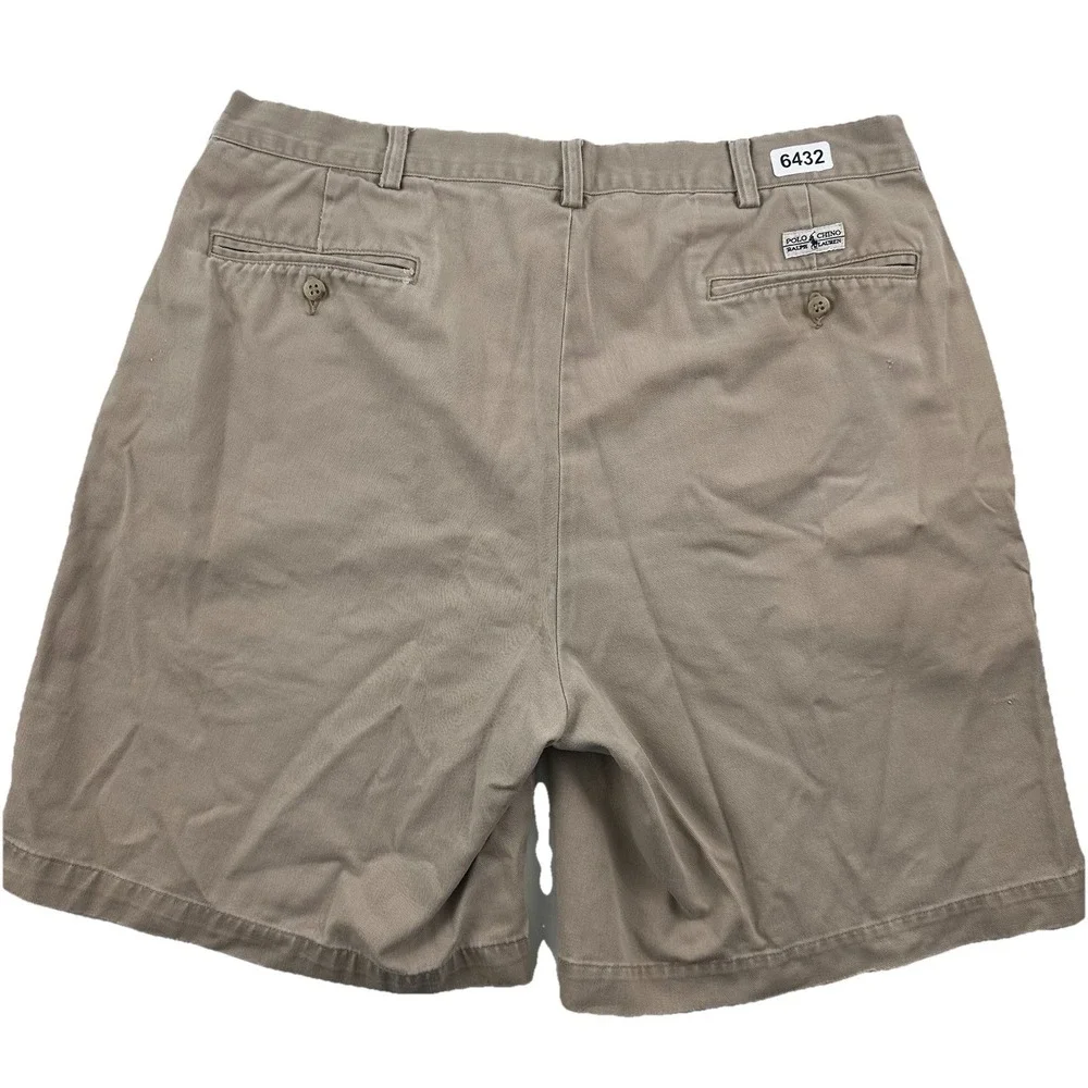 VTG 90s Polo Ralph Lauren‎ Distressed Pleated Tyler Shorts Fits 34 Khaki Chino