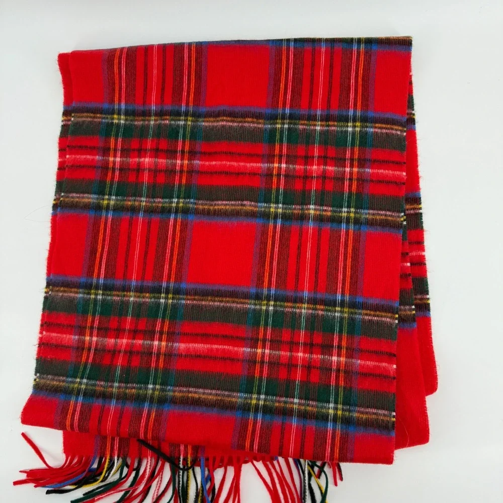 Red Plaid‎ Scarf Source Acrylic Tartan Check Fringe Winter Warm Made Germany