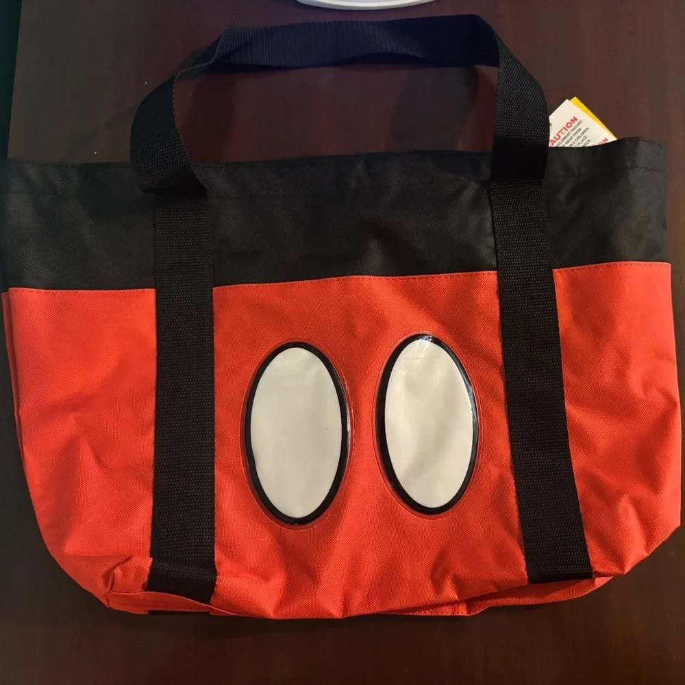 NWT Disney‎ Mickey Mouse Tote Bag Red Black White Zip Top 12x18