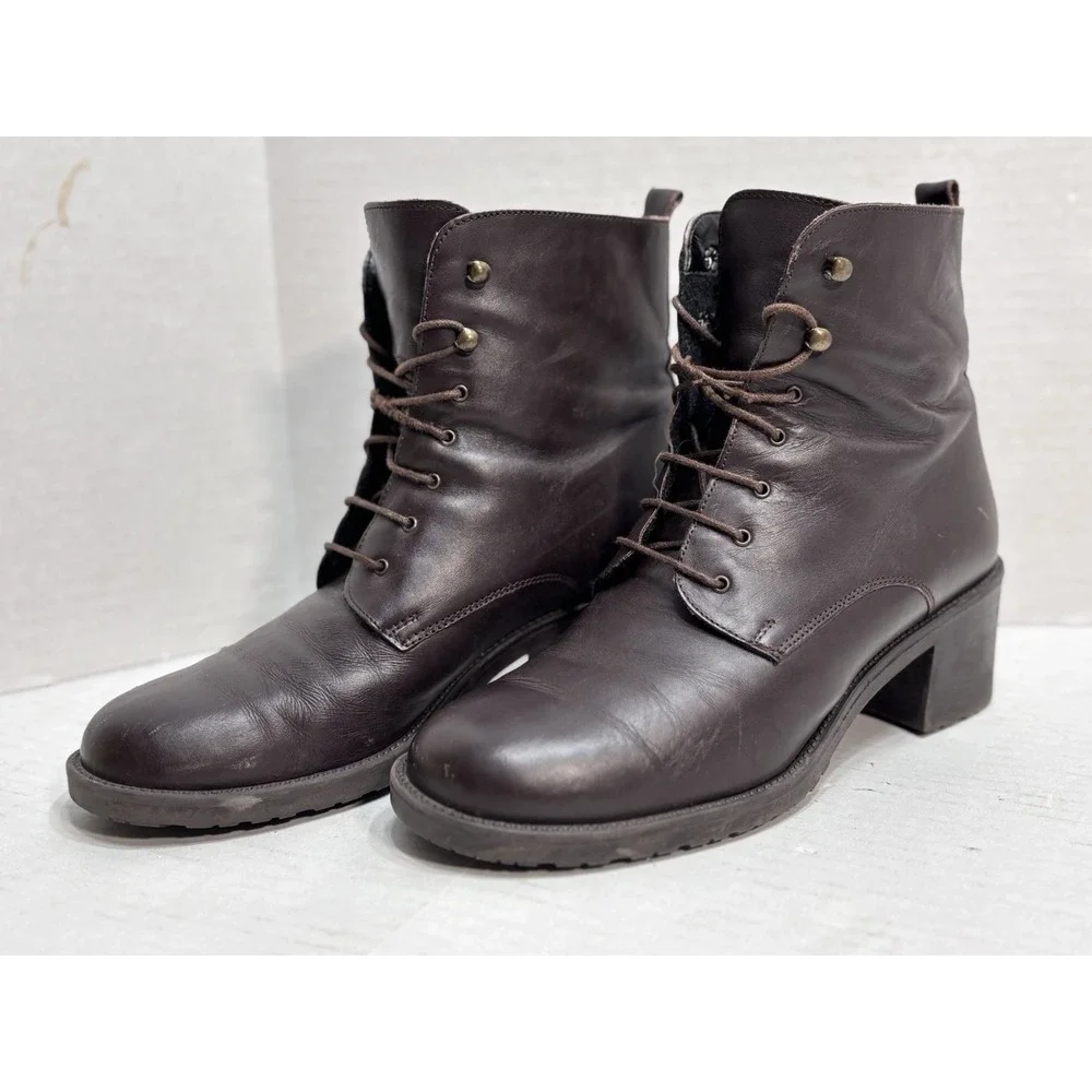 Vintage 90s G.H.‎ Bass R-560 Made in Italy Leather Lace Up Ankle Boots 8.5M