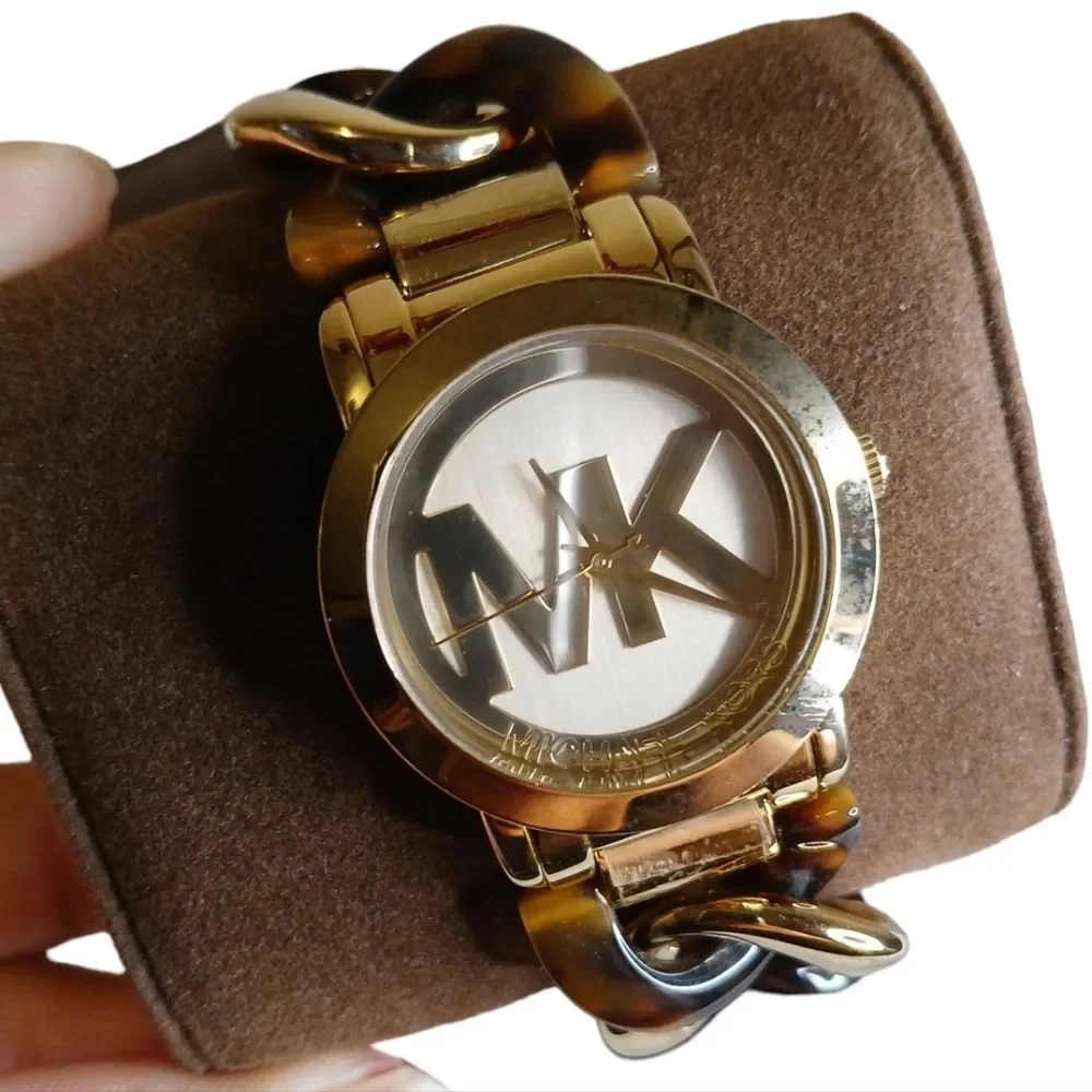 Micheal Kors Stainless Steel Caseback #4296 TORTOISE CHAIN‎ LINK WATCH USED