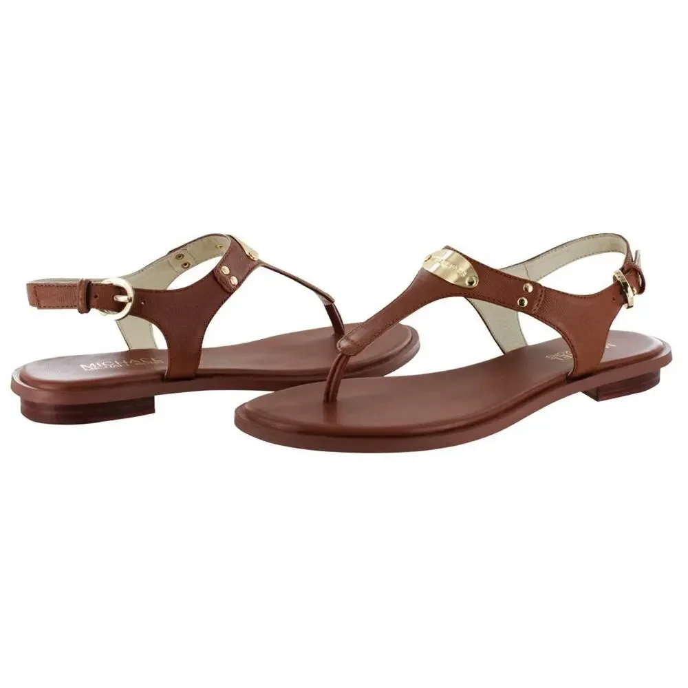 MICHAEL MICHAEL KORS WOMEN'S MK PLATE THONG LUGGAGE SANDAL 8 M
