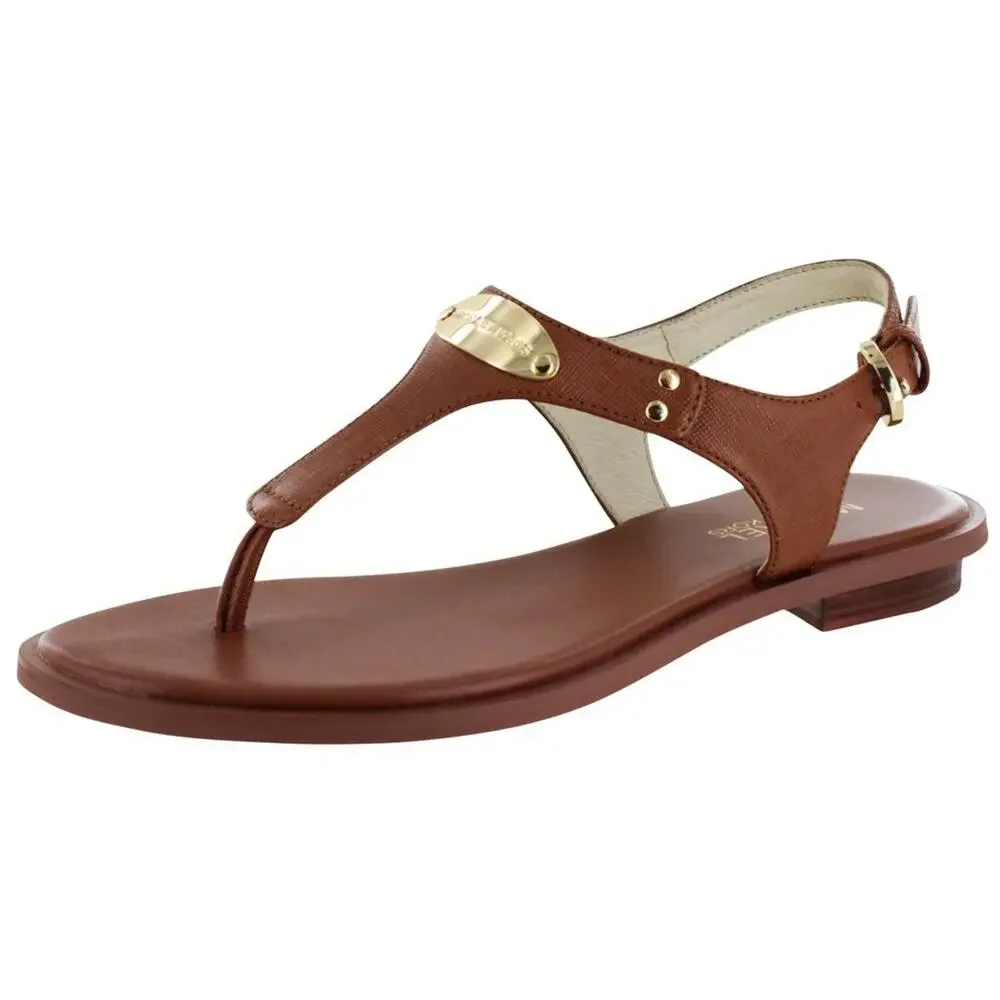 MICHAEL MICHAEL KORS WOMEN'S MK PLATE THONG LUGGAGE SANDAL 8 M