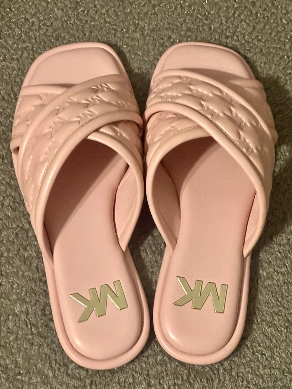 Michael Kors Gideon Crisscross logo slide sandals