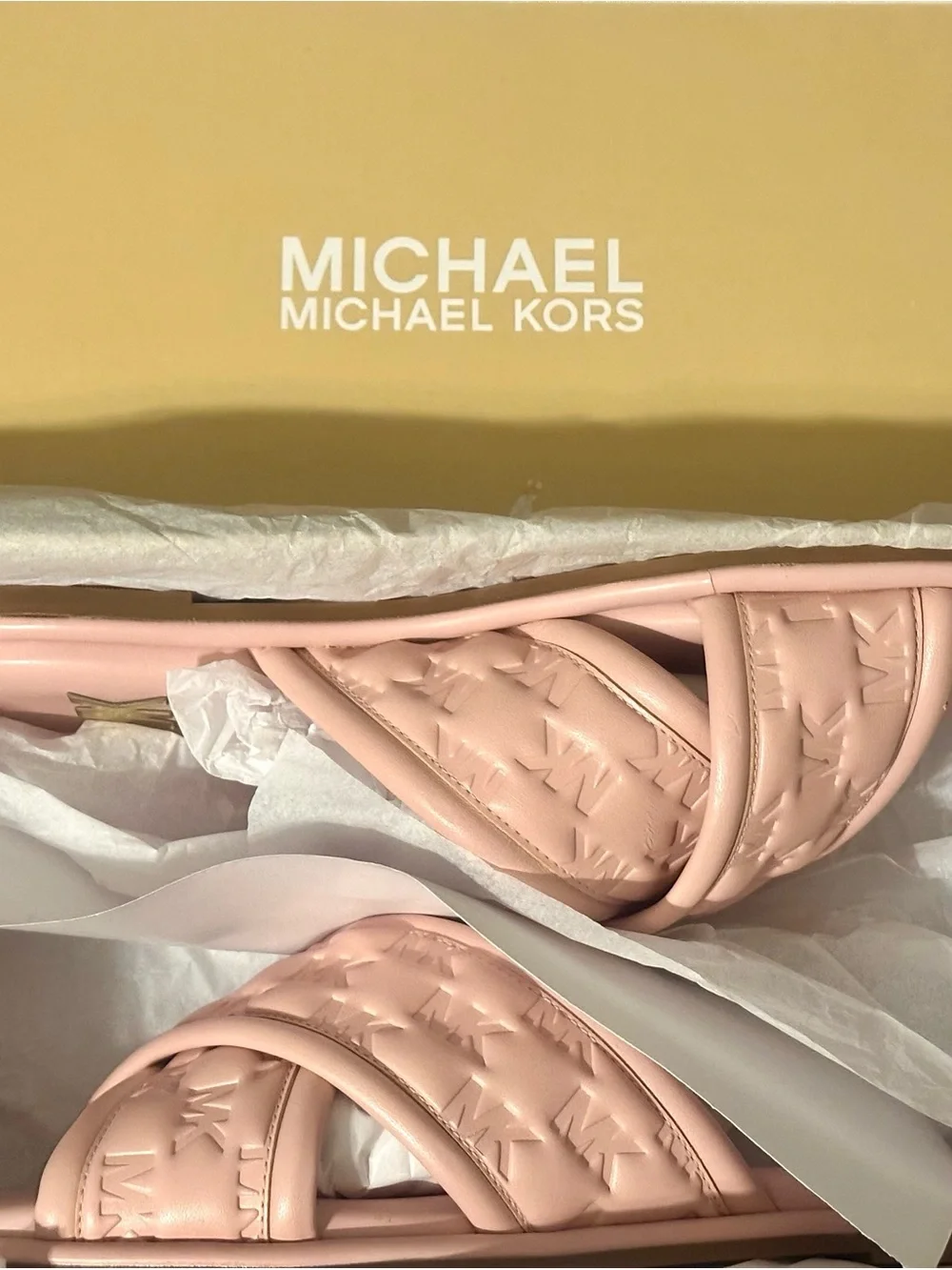 Michael Kors Gideon Crisscross logo slide sandals