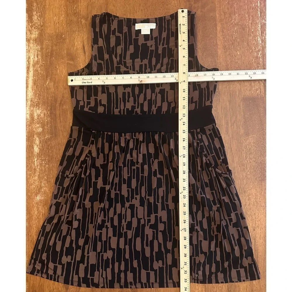 EUC Michael Kors Sleeveless Black Brown Dress Size Petite Large PL