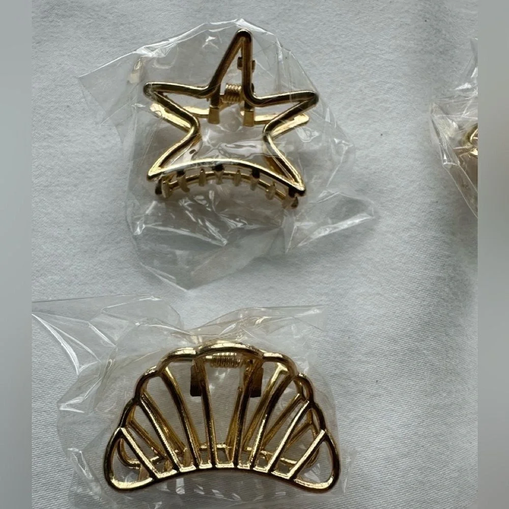 Gold Small‎ Fun Hairclips - 5 NWT