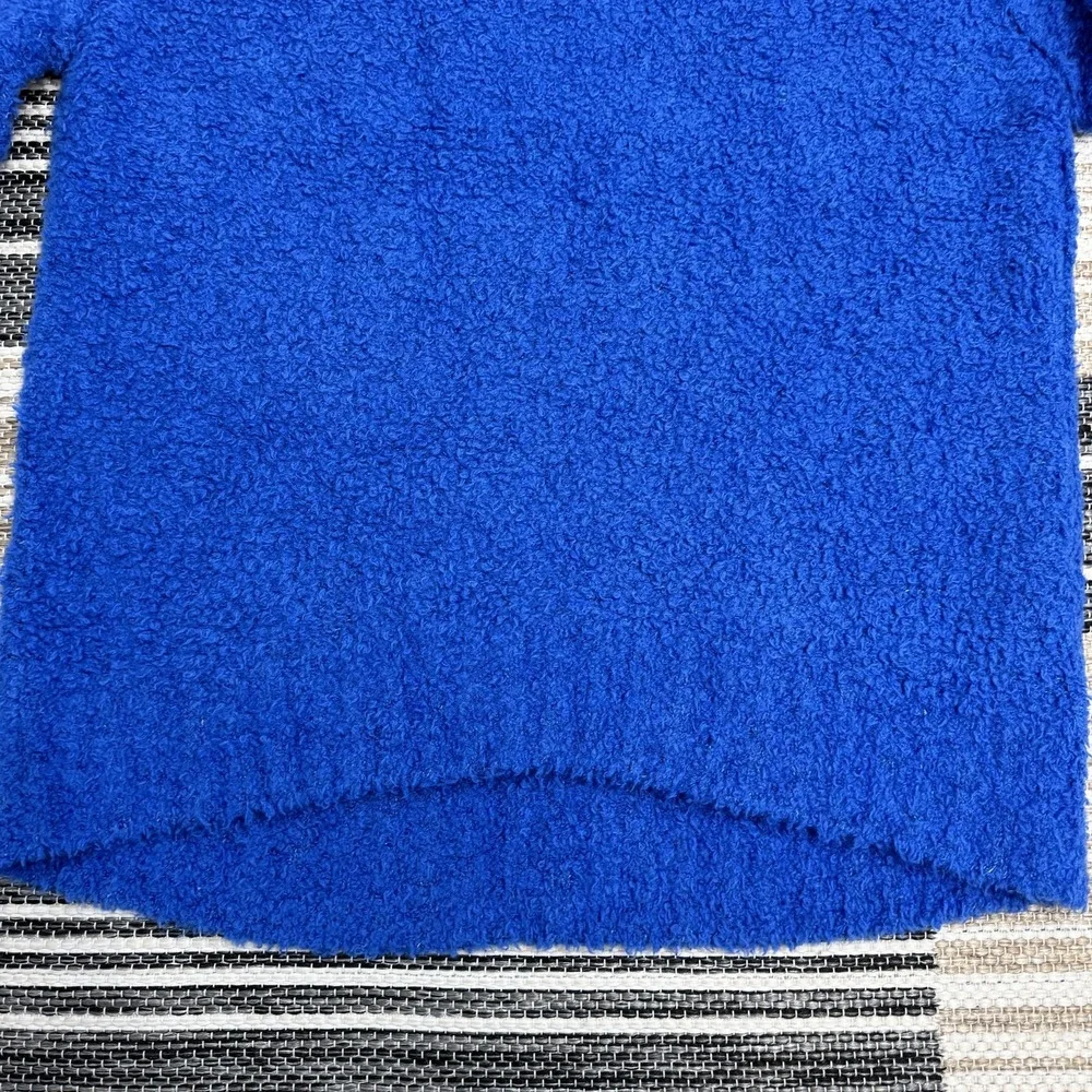 Free People Teddy Sweater Women's Small Blue Mock Neck Boucle‎ Pullover Knit