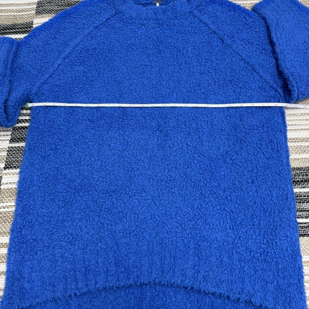 Free People Teddy Sweater Women's Small Blue Mock Neck Boucle‎ Pullover Knit
