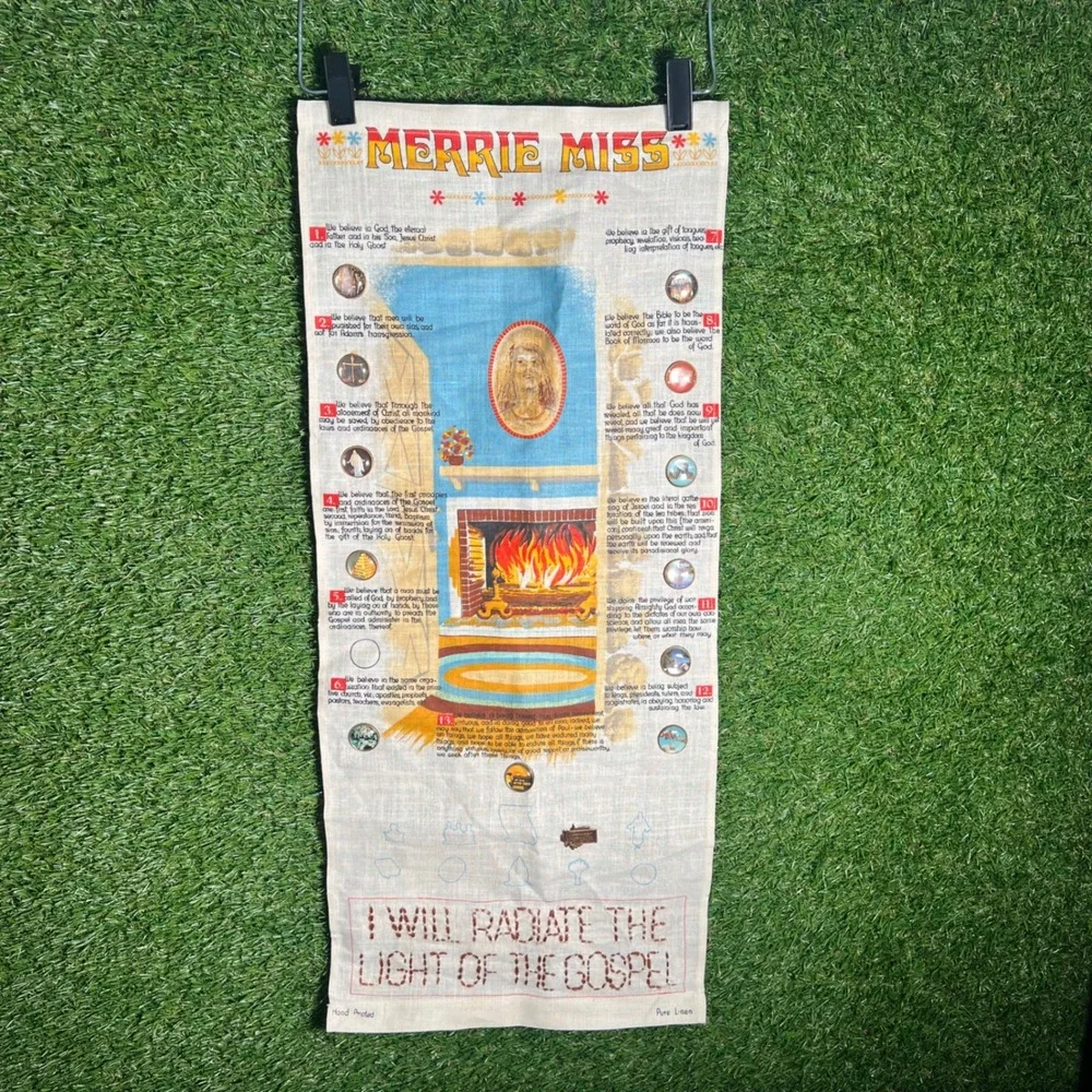 Vintage Merrie Miss LDS‎ Articles of Faith Linen Wall Hanging Tapestry