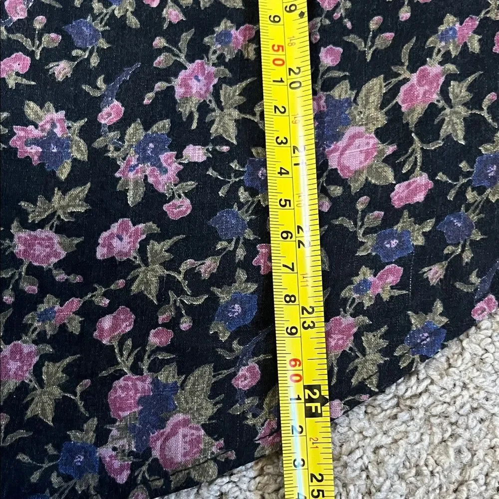 Free People Meant To Be Black Floral Cotton Puff Sleeve Top Small Cottagecore