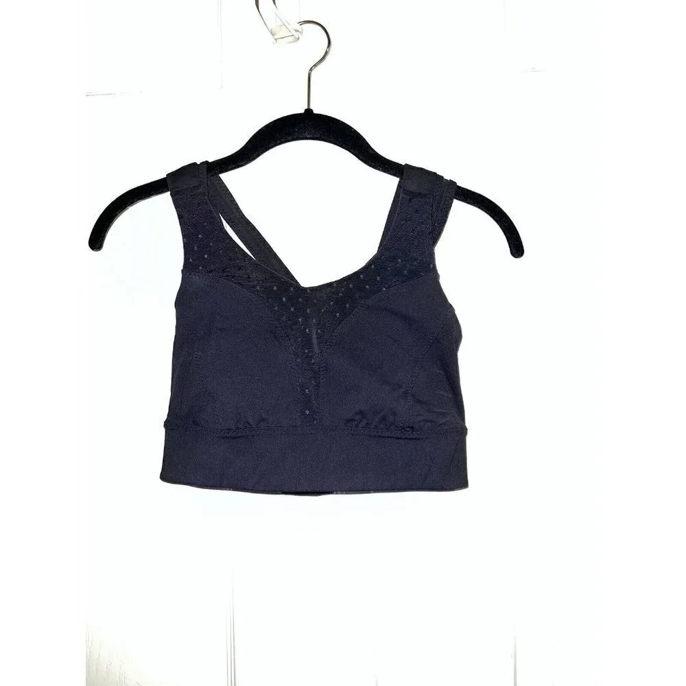 LULULEMON Black Strappy Sports Bra X Cross Gym Training Running Mesh Ins…