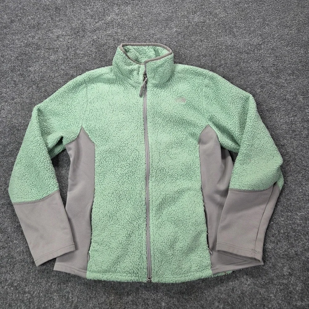 The‎ North Face Jacket Girls 18 Green Sherpa Fleece Full Zip Winter Warm Coat