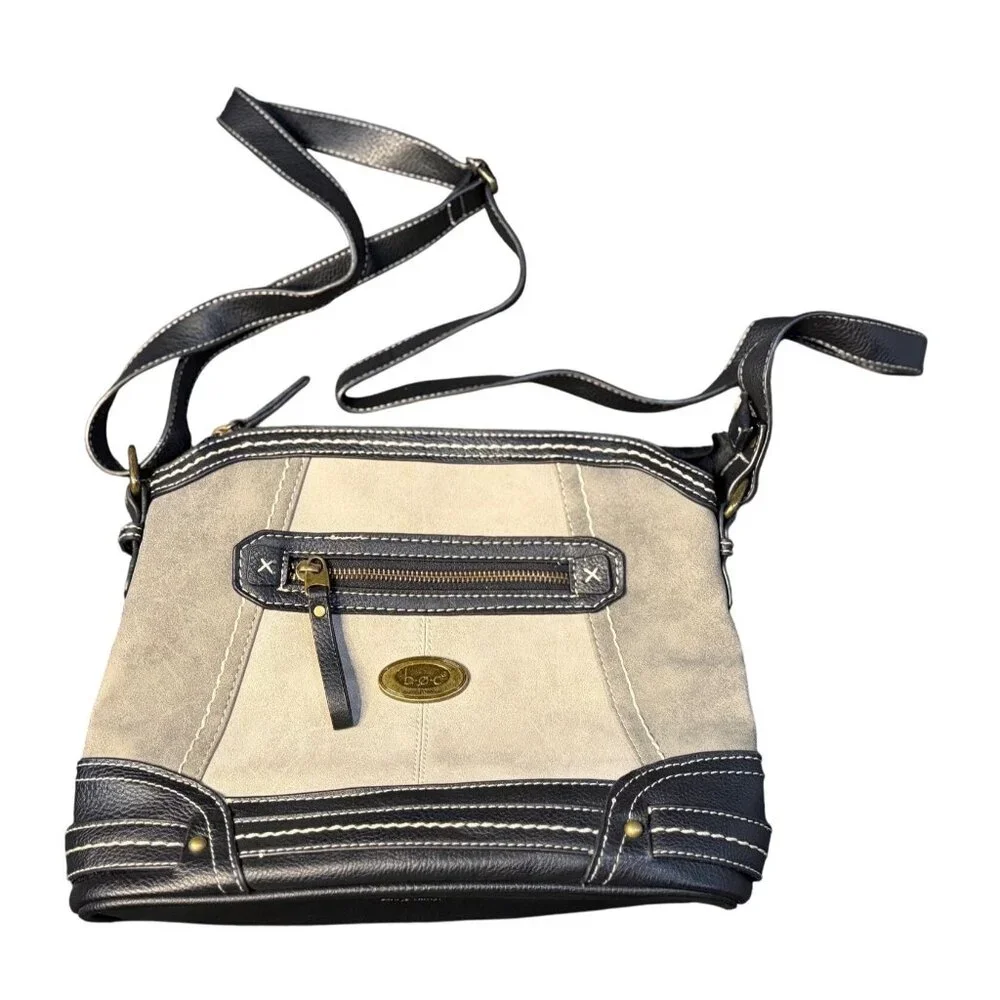 Dove BOC Cronton Crossbody Bag Gray Black Faux Leather‎ Medium Purse Adjustable