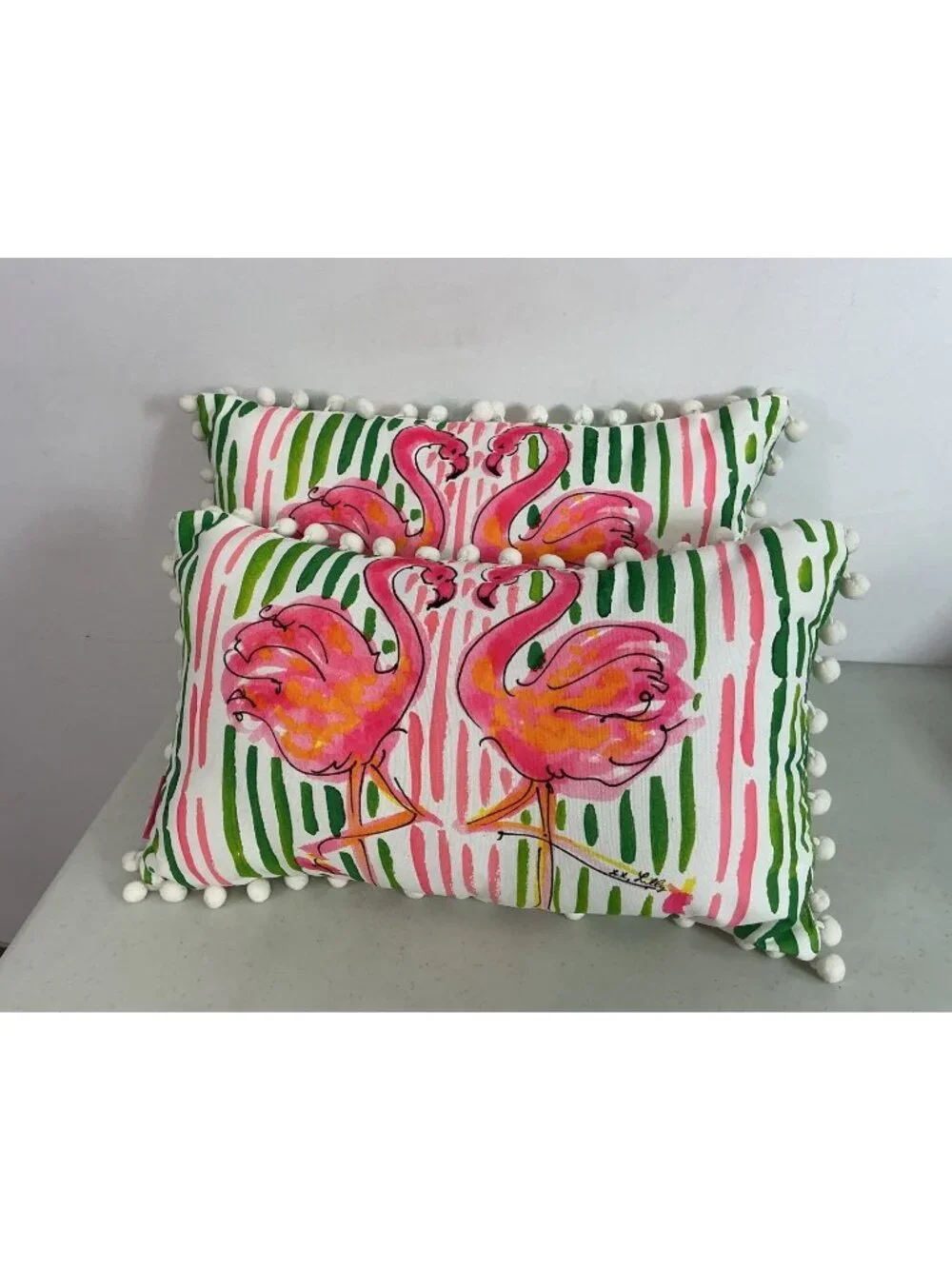 Lilly Pulitzer Throw Pillow Indoor Outdoor Pink Flamingo Set of 2
