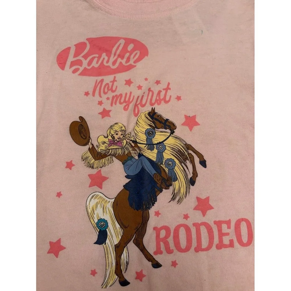 Barbie Girls Chalk Pink Not My First Rodeo Graphic T-Shirt XS 4/5 1BP104ABGSC