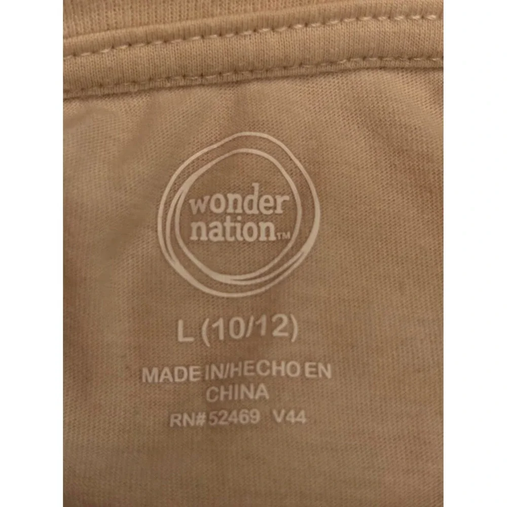 Wonder Nation Kids Tan Horse Graphic T-Shirt Short Sleeve Size L 10/12 V44
