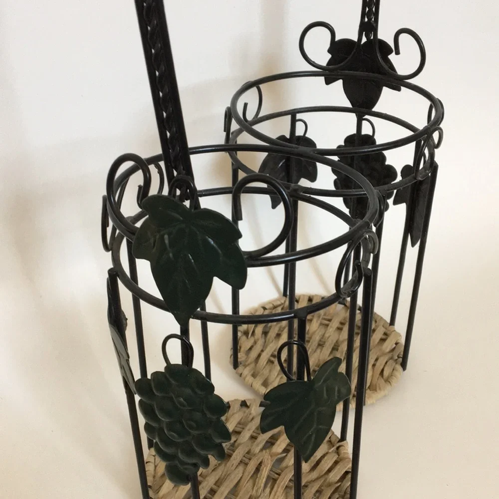 Wicker & Metal Wine Bottle Caddy/Holder
