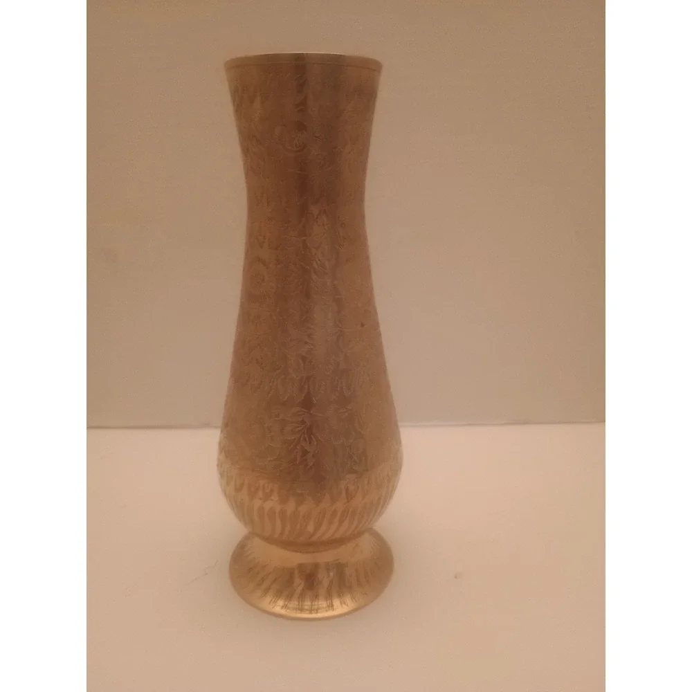 vintage etched brass vase india Bud Vase 9