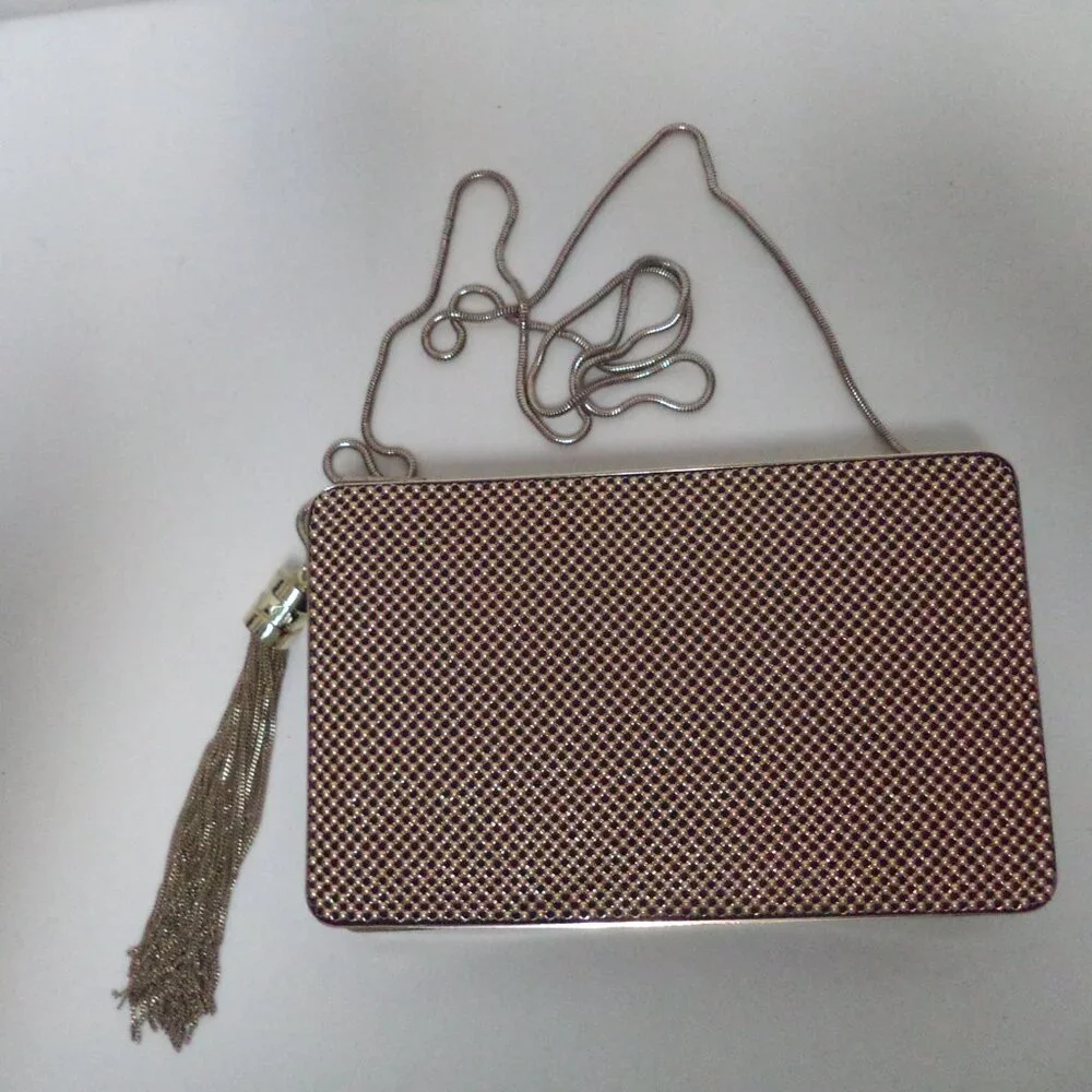 Marciano Guess Metal Mesh shoulder clutch purse bag Gold Convertible Tassel