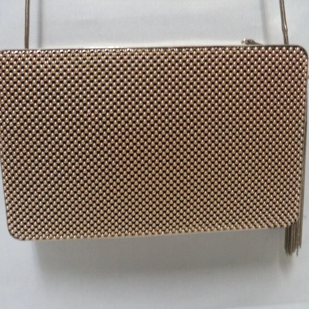 Marciano Guess Metal Mesh shoulder clutch purse bag Gold Convertible Tassel