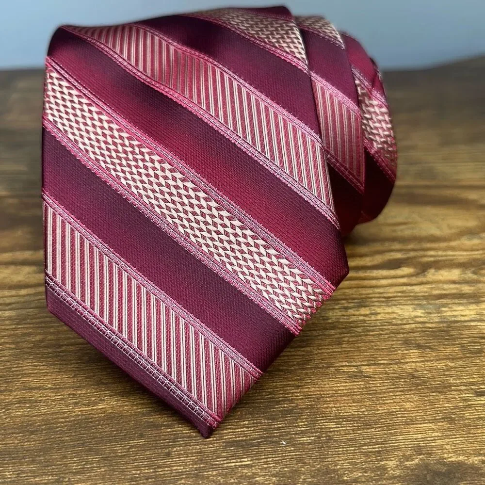 STACY ADAMS Tie‎ Mens 100% Microfiber Necktie Designer STRIPED Red