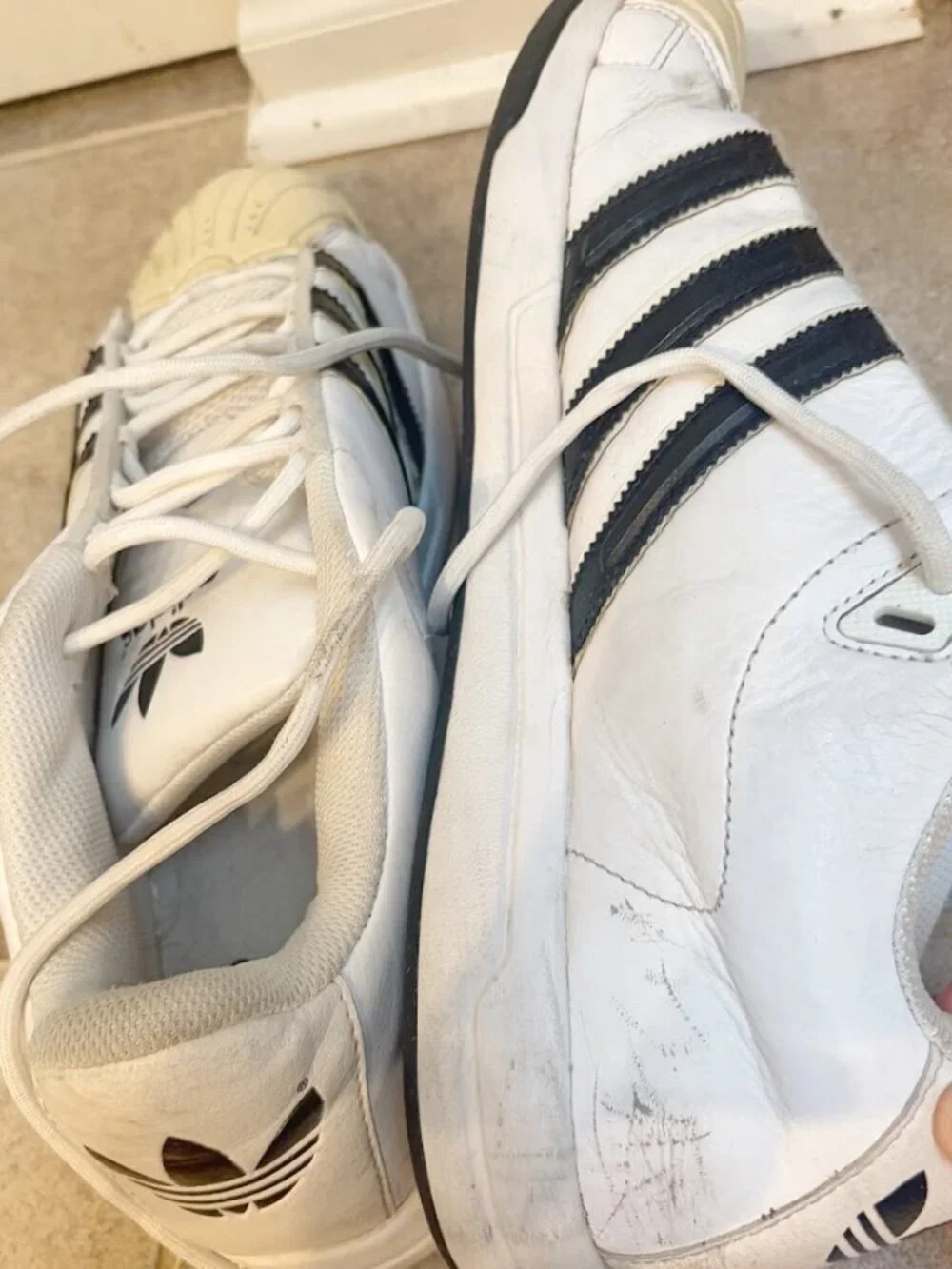 Adidas Superstar Leather Vintage Lace Up Low Top Shell Toe Sneakers