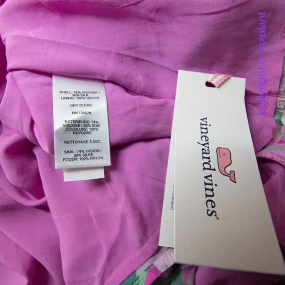 New! Vineyard Vines Silk Blend Montauk Daisy‎ Peapode Tea Rose Mini Dress, XS