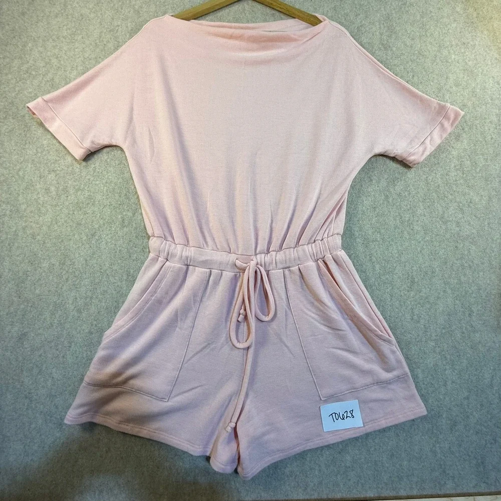 Pink Lily‎ Womens Short Sleeve Boat Neck Lounge Romper Pink Small T0628