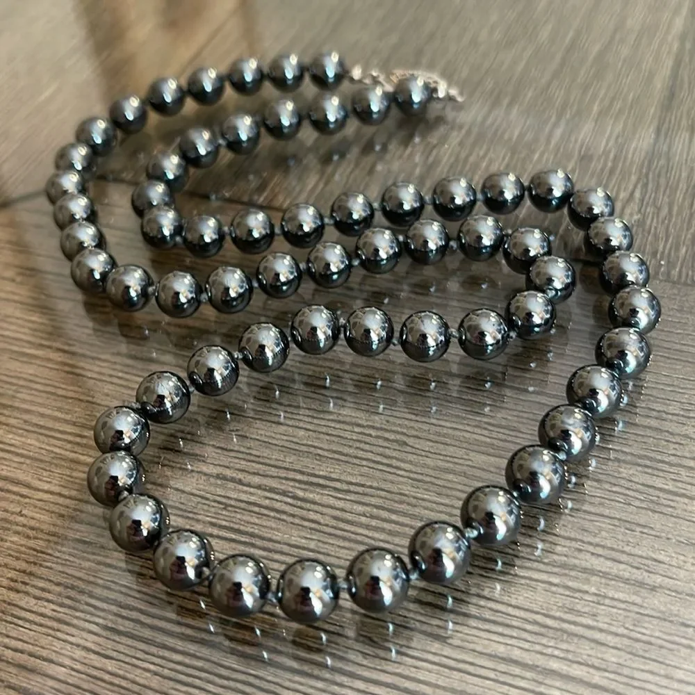 Vintage Hematite Beaded Necklace 24 3/4” approx