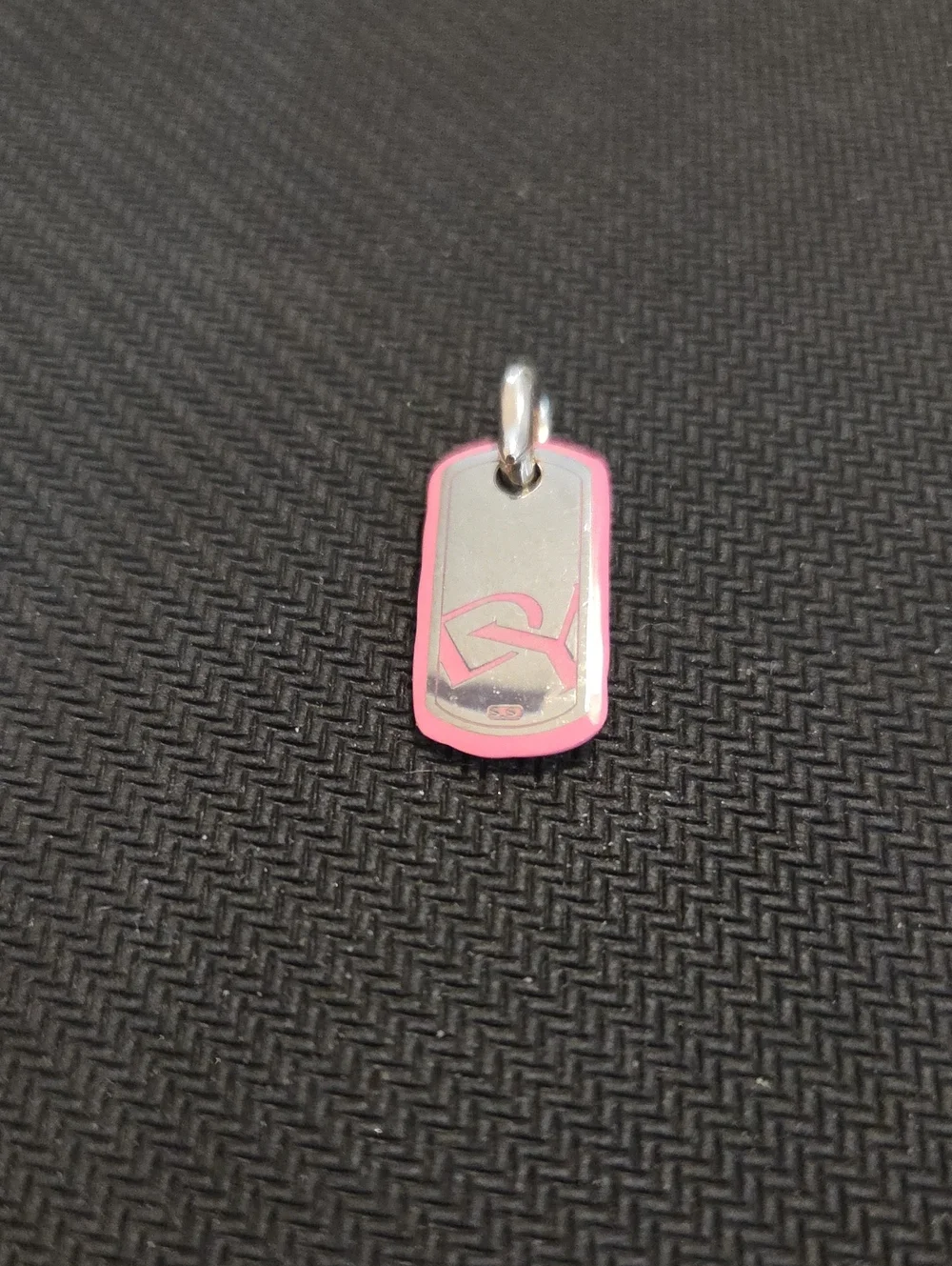 David Yurman Pink Enamel Striped Rectangle Pendant Charm