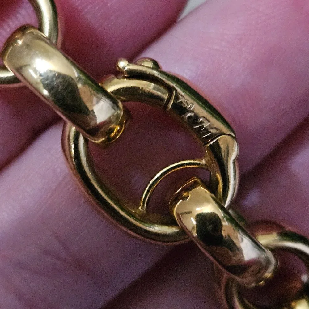 RARE LUXURY HEAVY MONICA RICH KOSANN 18K GOLD CHARM BRACELET HOPE FAITH PENDANT
