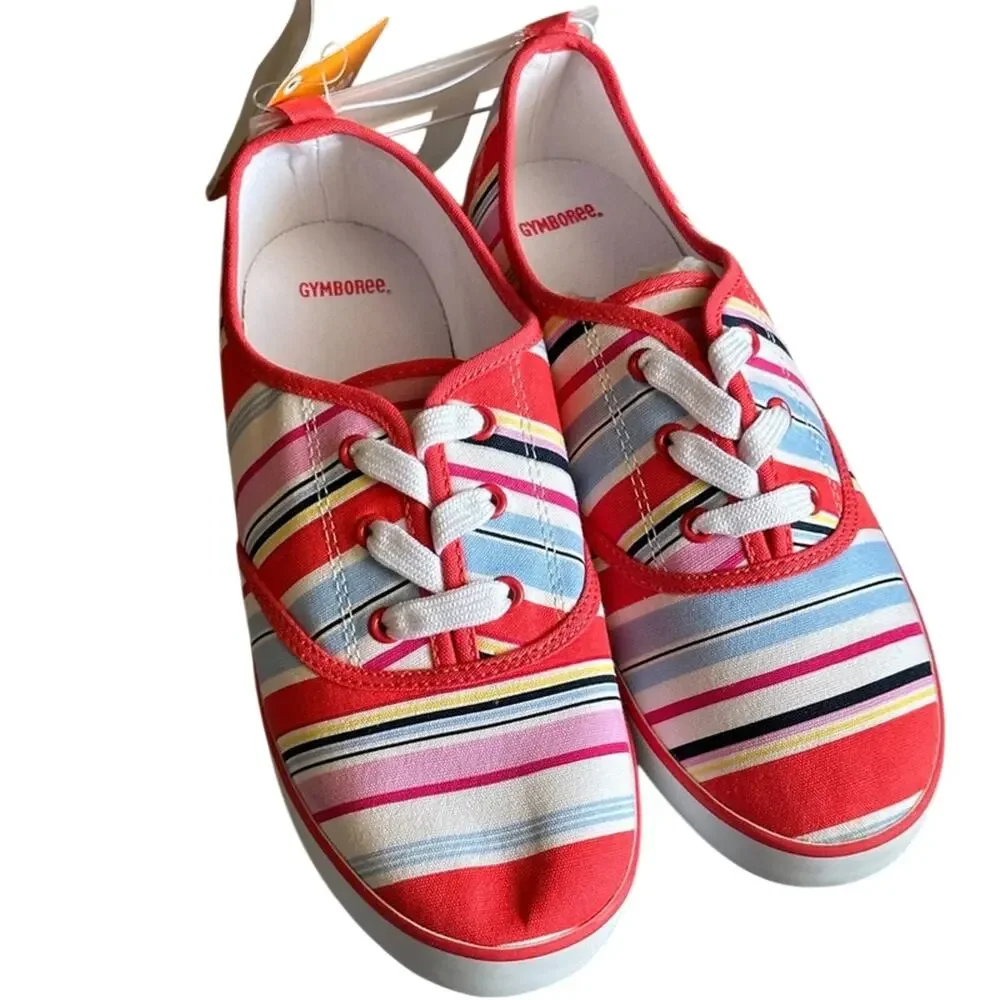 Gymboree Big Girl’s Size 4 Floral Canvas Shoes Tennis Flat Sneakers Brand New