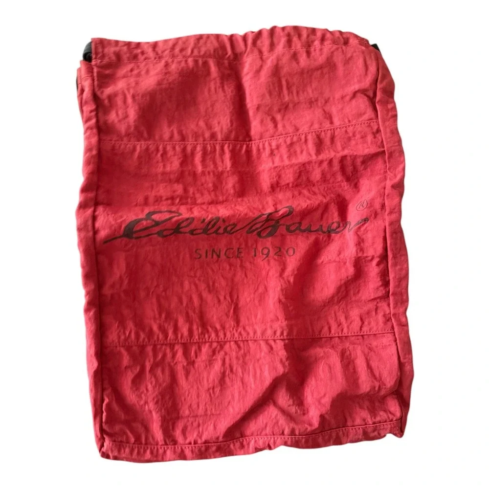 Eddie‎ Bauer Red Nylon Cinch Drawstring Backpack Bag Since 1920 Logo Lightweight