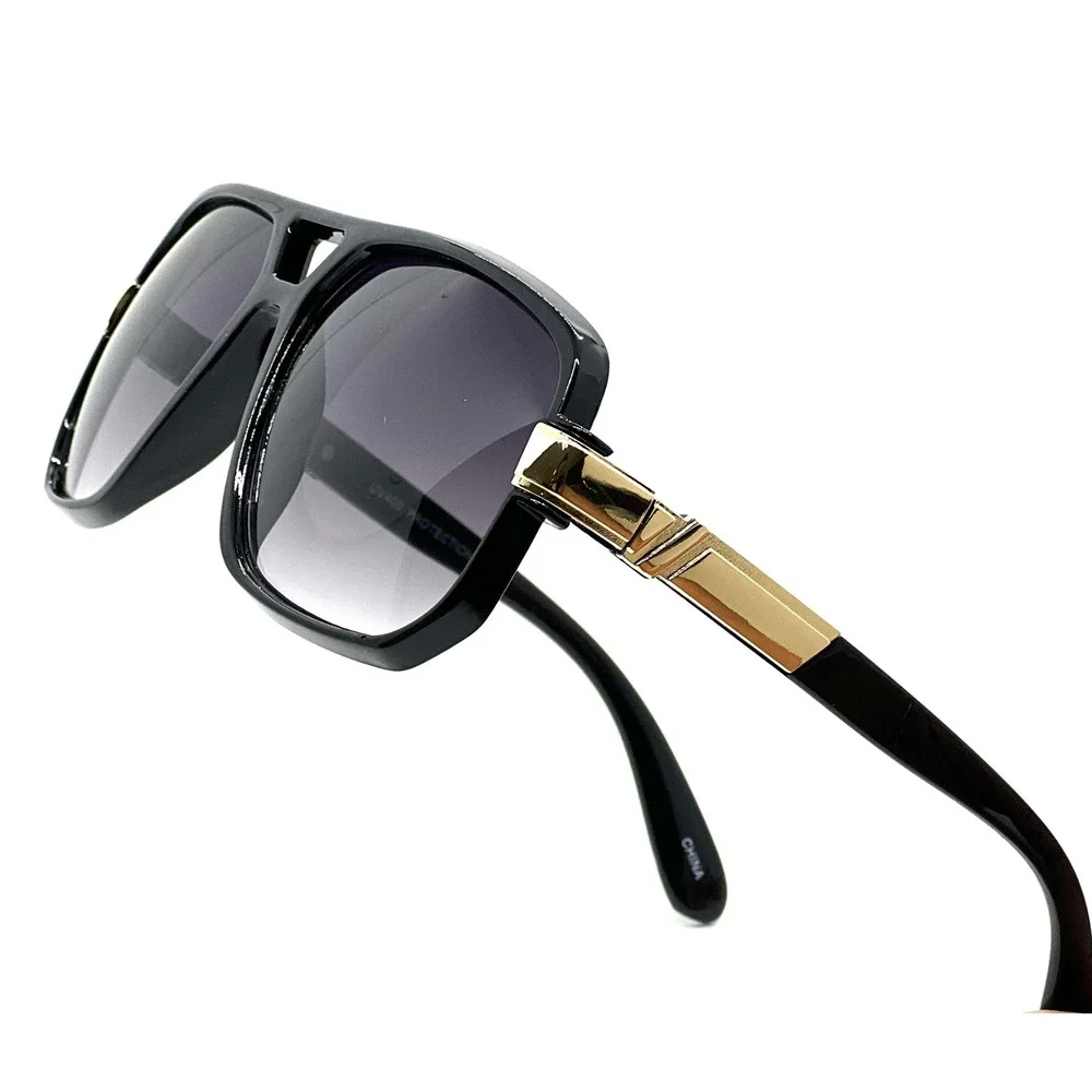 Aviator Classic Flat Top Metal Accented Temples Black Lens Square Glasses Lentes
