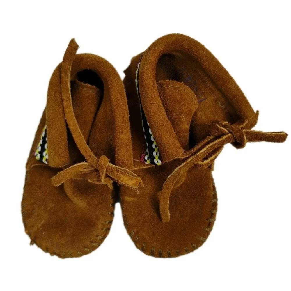 Minnetonka Infant Unisex Size‎ 1 Baby Moccasins Shoes Leather