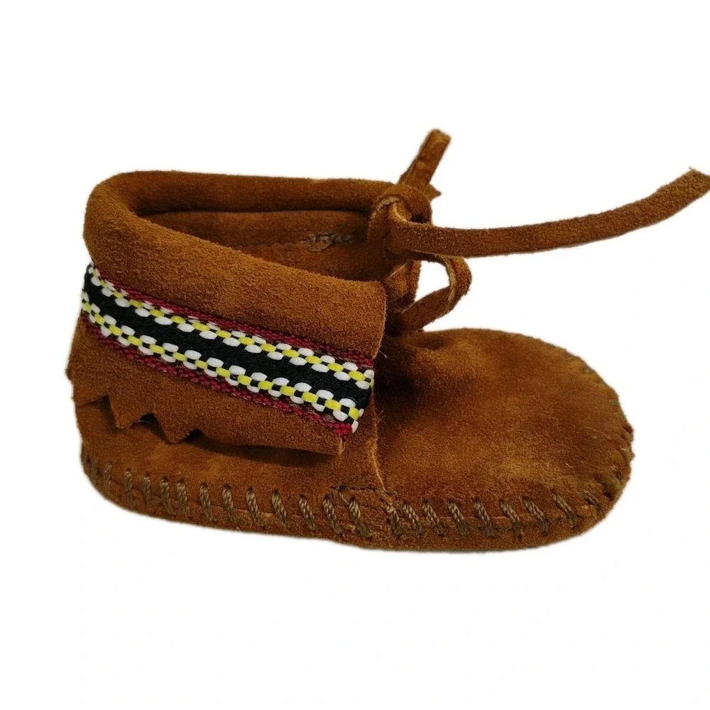 Minnetonka Infant Unisex Size‎ 1 Baby Moccasins Shoes Leather