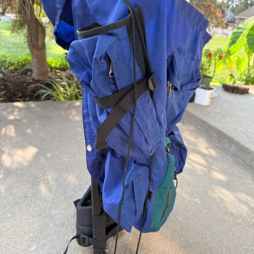 Vintage LL Bean Junior External Frame Hiking Camping Backpack Logo Teal Blue 80s