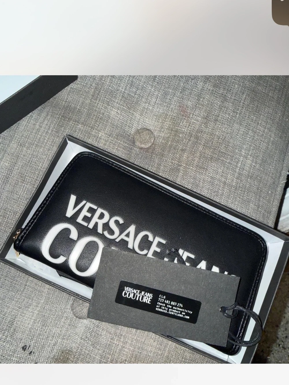 Versace Black Crossbody Bag with White Raised Logo