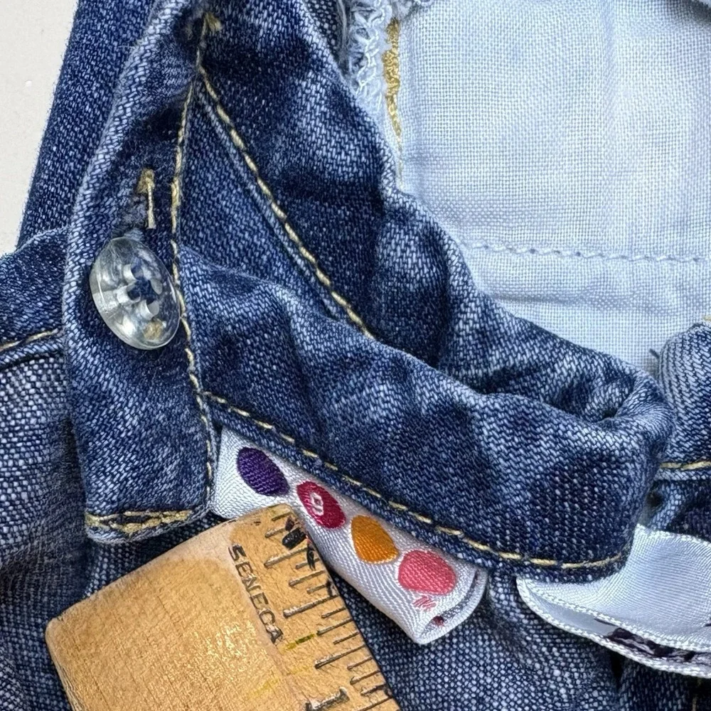 Vintage Girls Gymboree Sz M - 4y Denim Jean Dress Embroidered Flowers
