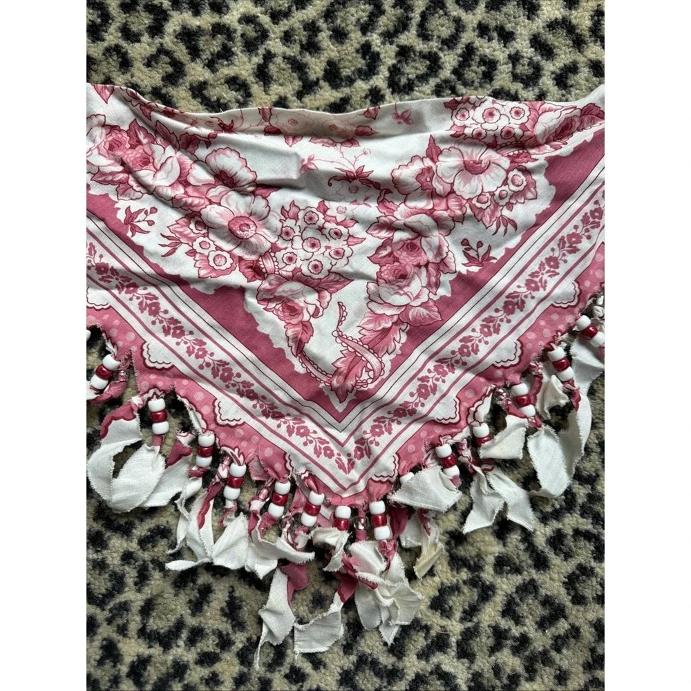 Vtg Beaded Bandana Necklace Scarf Lot 2 Breast‎ Plate Collar Girly Sweet Flowers